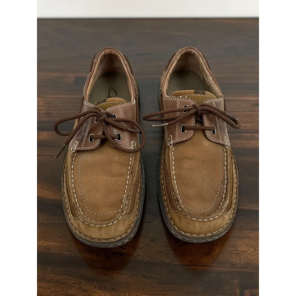 Clarks Mens Waterloo Brown Leather Boat Shoes Moc Toe Loafers 78383 Size 8.5 M